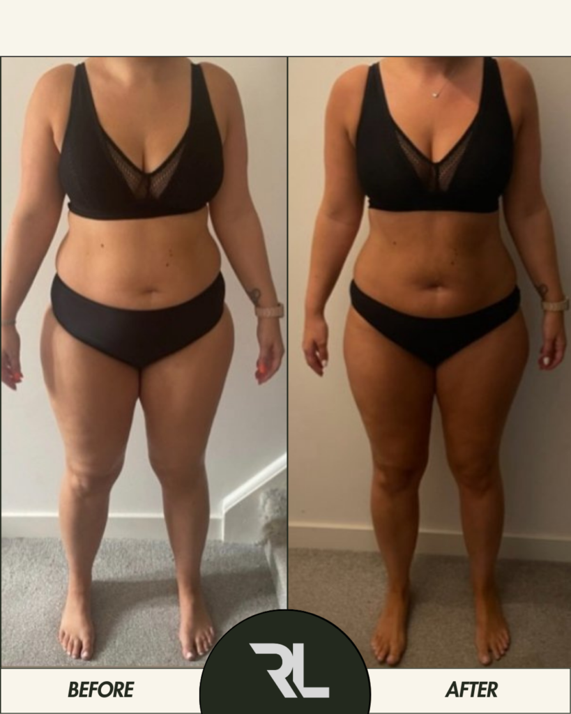 Before and after strength transformation from personal training in Neath