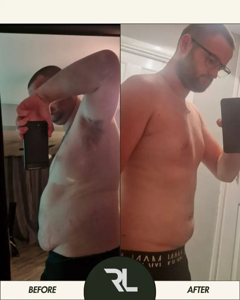 Before and after strength transformation from personal training in Neath