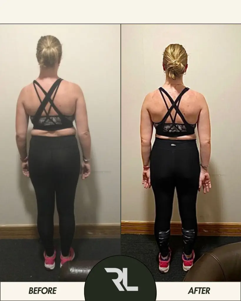 Before and after fat loss results from personal training in Port Talbot