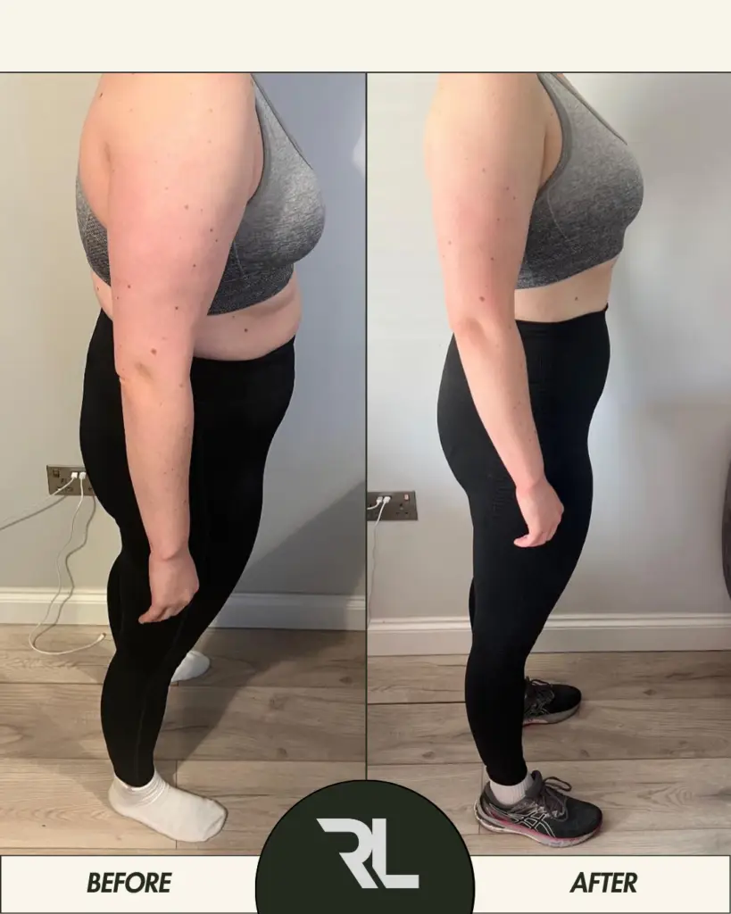 Client fat loss transformation with personal trainer in Neath